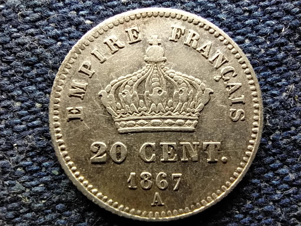 Franciaorsz&aacute;g III. Nap&oacute;leon (1852-1870) .835 ez&uuml;st 20 Centimes