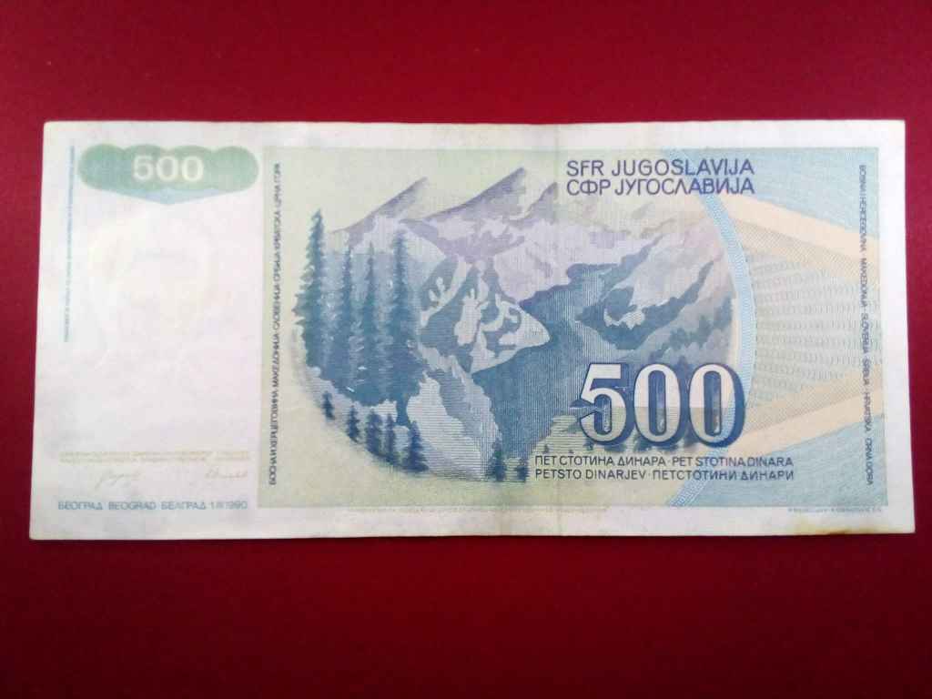 Jugoszl&aacute;via 500 D&iacute;n&aacute;r bankjegy