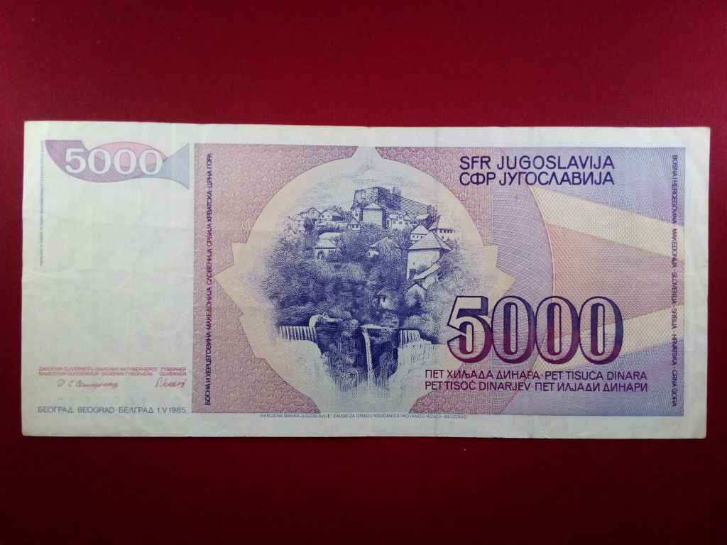 Jugoszl&aacute;via 5000 D&iacute;n&aacute;r bankjegy