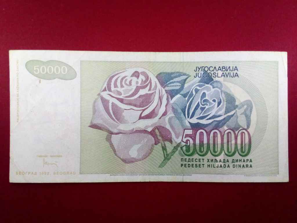 Jugoszl&aacute;via 50000 D&iacute;n&aacute;r bankjegy