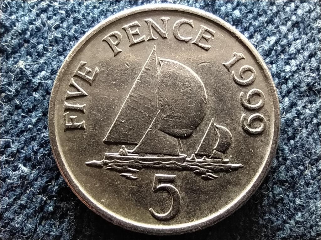 Guernsey II. Erzs&eacute;bet vitorl&aacute;s 5 penny
