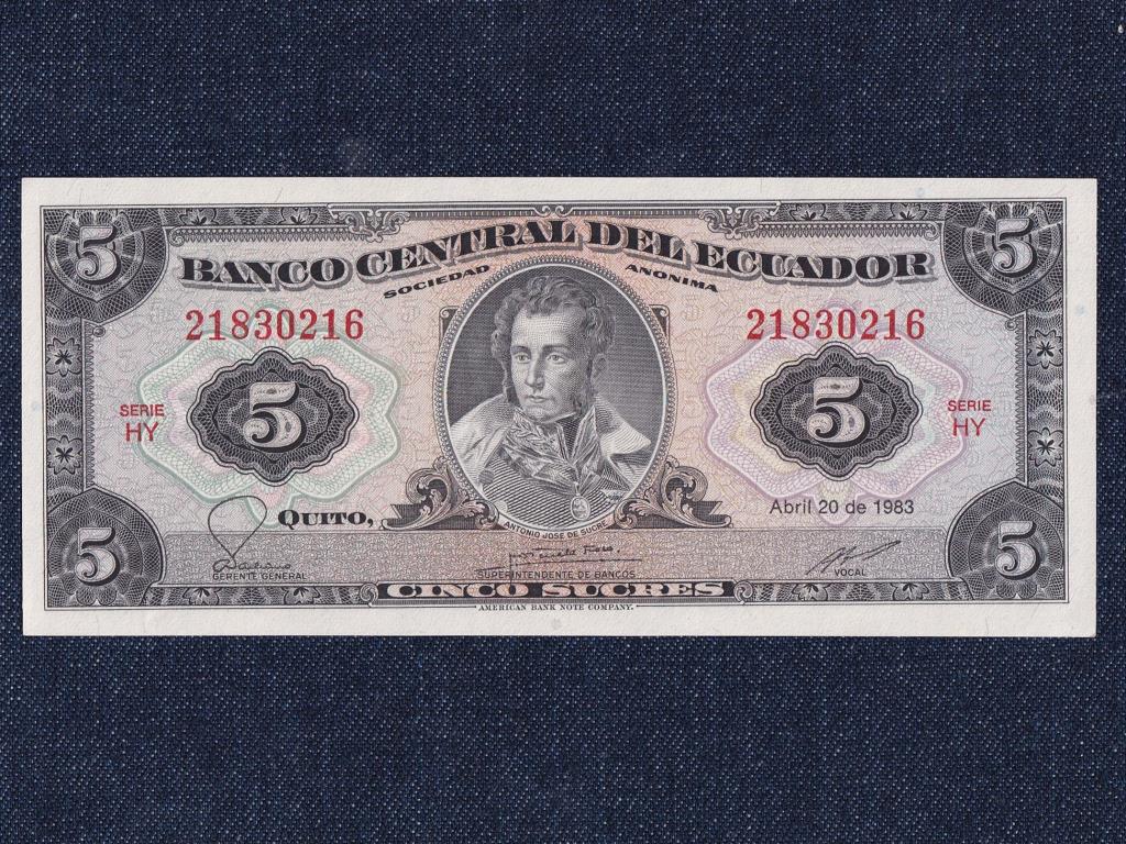 Ecuador K&ouml;zt&aacute;rsas&aacute;g (1830-0) 5 Sucre bankjegy