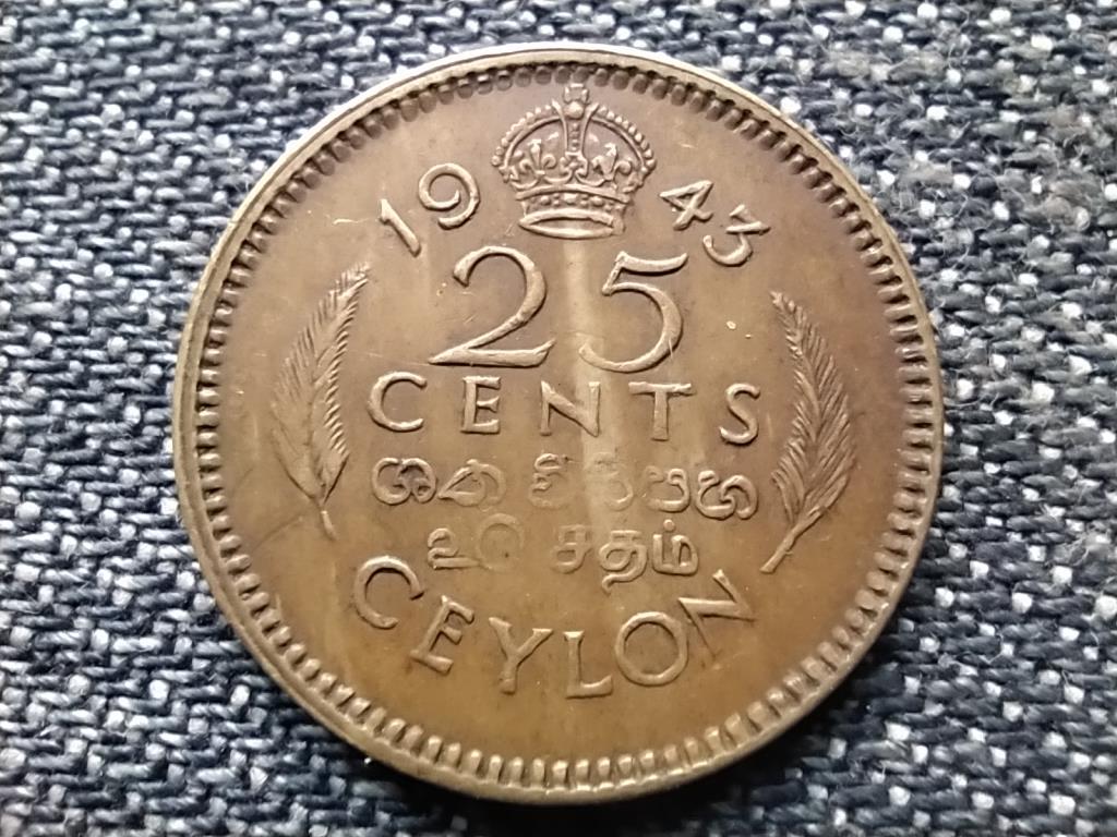 Sri Lanka VI. Gy&ouml;rgy (1936-1952) 25 cent