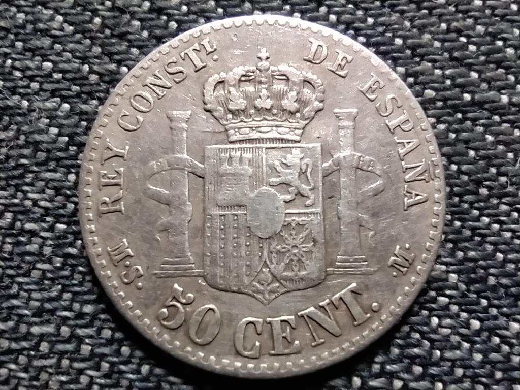 Spanyolorsz&aacute;g XII. Alfonz (1874-1885) .835 ez&uuml;st 50 centimo