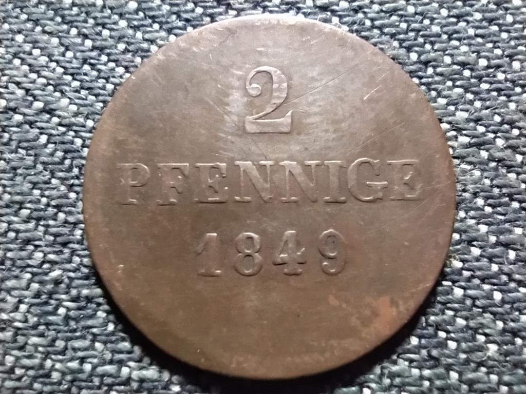 N&eacute;met &Aacute;llamok Bajororsz&aacute;g II. Miksa (1848-1864) 2 pfennig