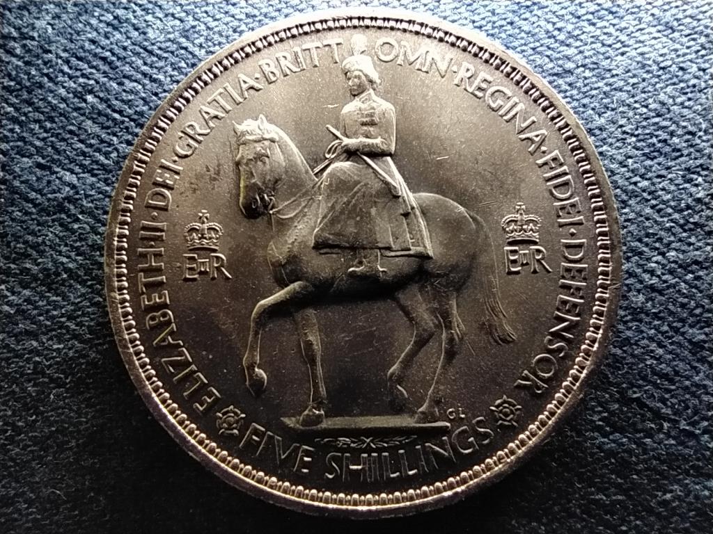 Anglia II. Erzs&eacute;bet megkoron&aacute;z&aacute;sa 5 Shilling