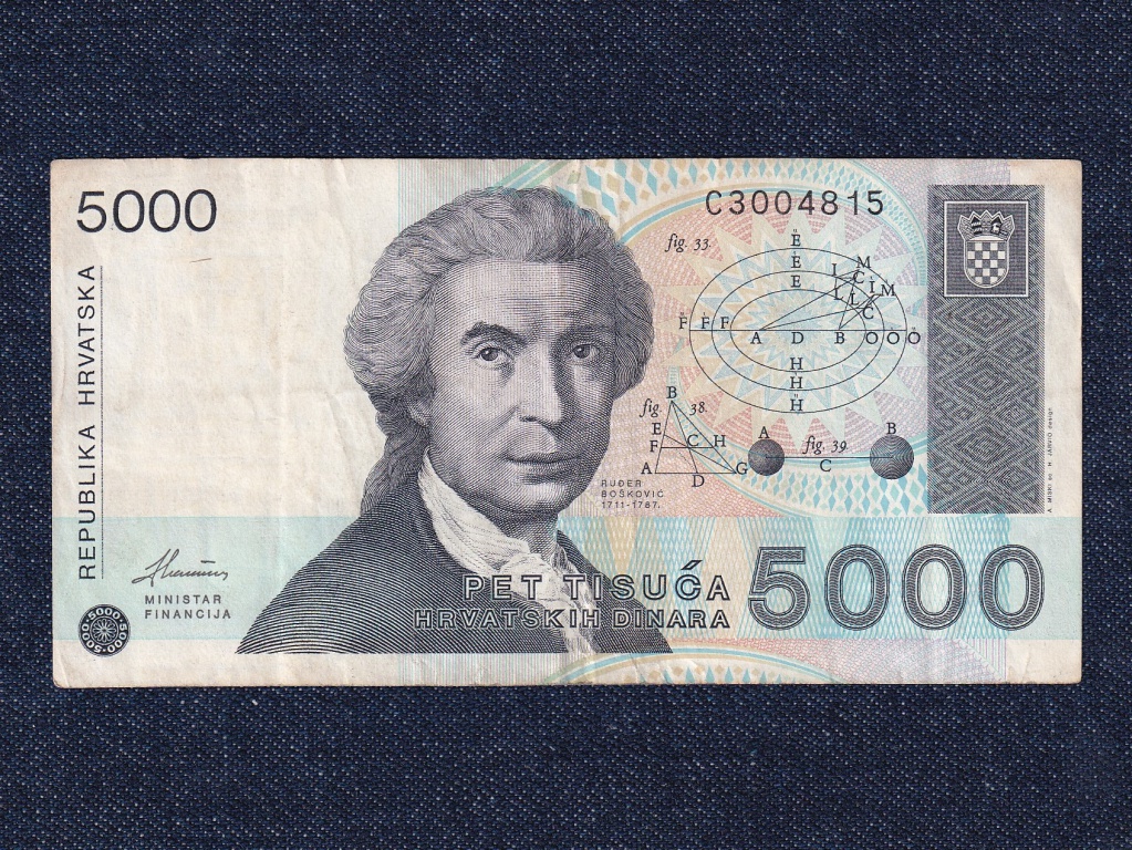 Horv&aacute;torsz&aacute;g 5000 D&iacute;n&aacute;r bankjegy