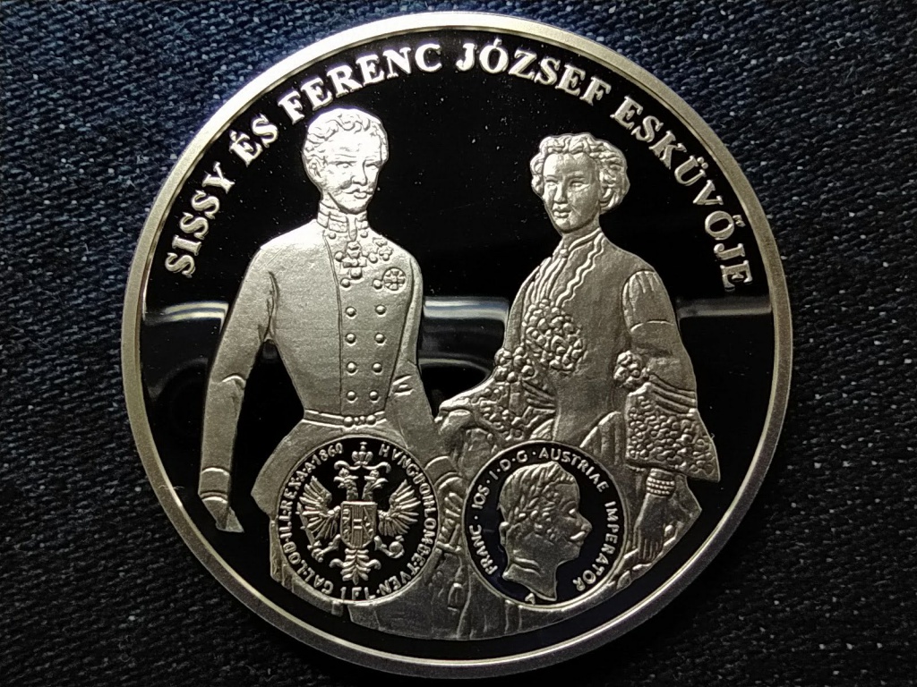 A magyar p&eacute;nz kr&oacute;nik&aacute;ja Sissy &eacute;s Ferenc J&oacute;zsef esk&uuml;vője .999 ez&uuml;st
