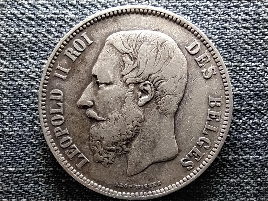 Belgium II. Lip&oacute;t (1865-1909) .900 ez&uuml;st 5 Frank