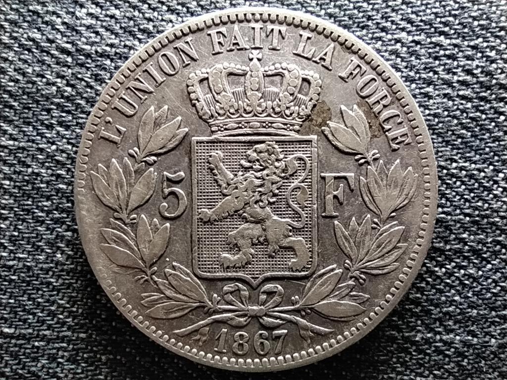 Belgium II. Lip&oacute;t (1865-1909) .900 ez&uuml;st 5 Frank