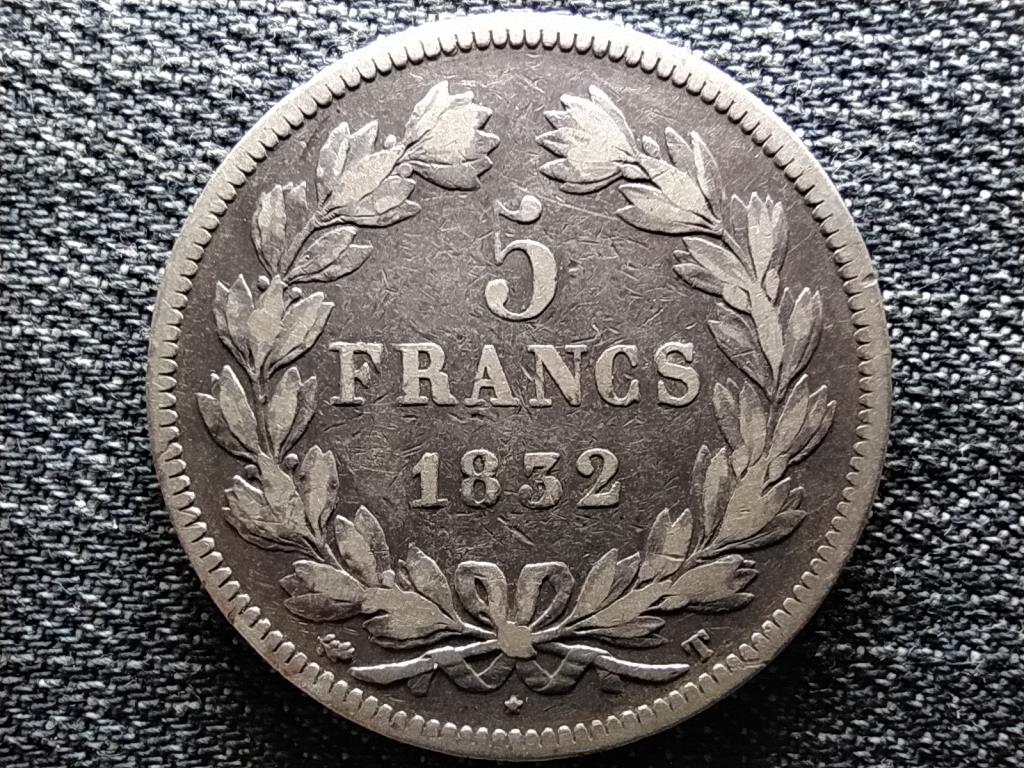Franciaorsz&aacute;g I. Lajos F&uuml;l&ouml;p (1830-1848) ez&uuml;st 5 frank
