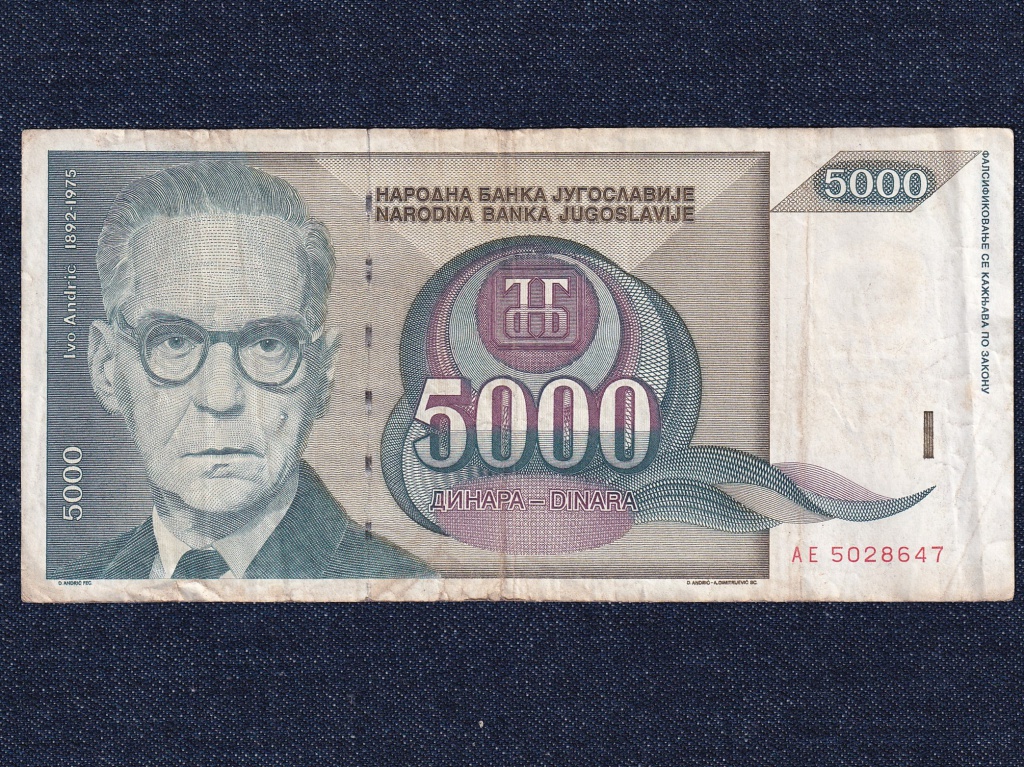 Jugoszl&aacute;via 5000 D&iacute;n&aacute;r bankjegy