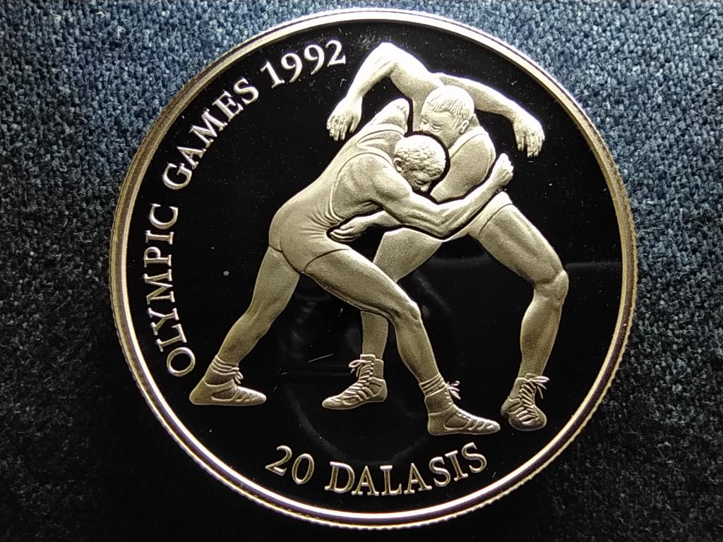Gambia XXV. Ny&aacute;ri Olimpiai 1992 Barcelona Birk&oacute;z&aacute;s .925 Ez&uuml;st 20 Dalasi