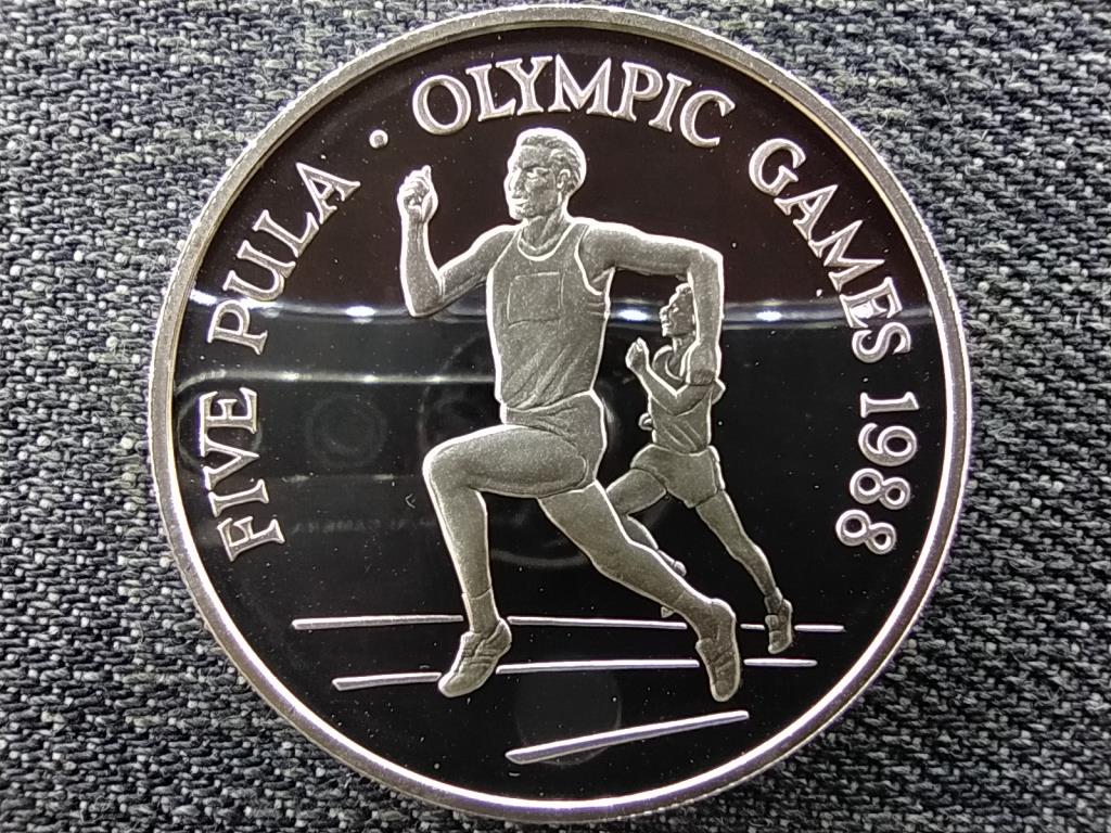 Botswana Ny&aacute;ri olimpia 1988 fut&oacute;k .925 ez&uuml;st 5 Pula