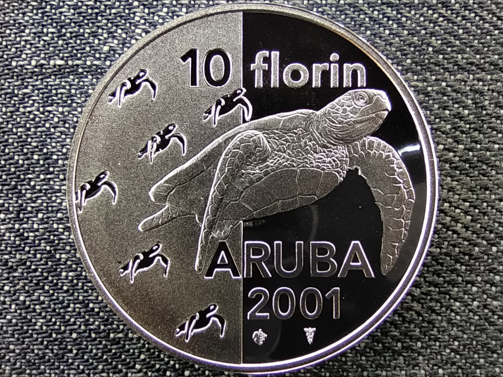 Aruba Z&ouml;ld tengeri teknős&ouml;k .925 ez&uuml;st 10 florin
