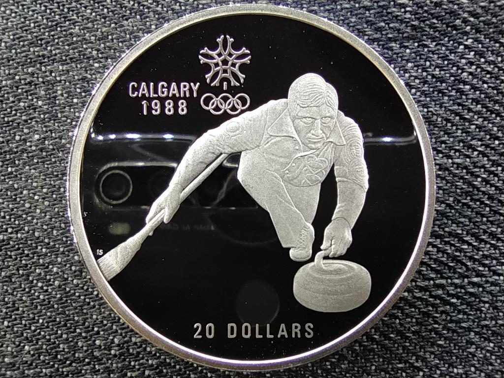 Kanada T&eacute;li olimpia Calgary curling .925 ez&uuml;st 20 Doll&aacute;r