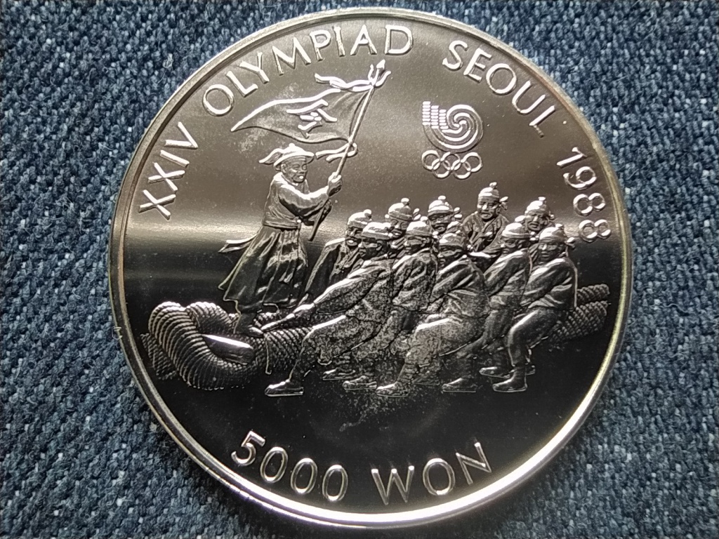 D&eacute;l-Korea Olimpiai J&aacute;t&eacute;kok Sz&ouml;ulban 1988 K&ouml;t&eacute;lh&uacute;z&aacute;s .925 ez&uuml;st 5000 won