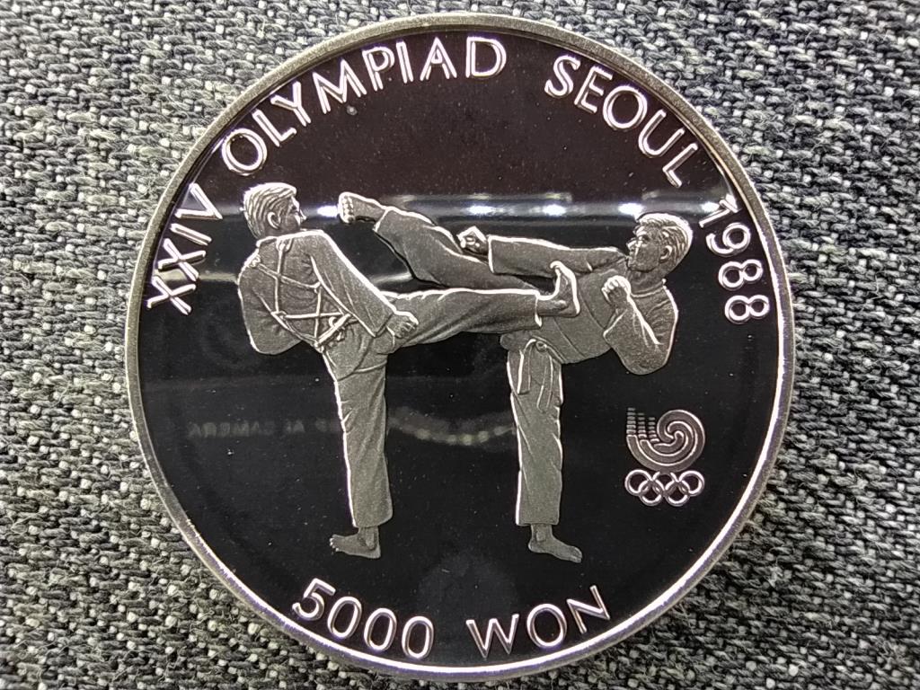 D&eacute;l-Korea Olimpiai J&aacute;t&eacute;kok Sz&ouml;ulban 1988 Taekwondo .925 ez&uuml;st 5000 won