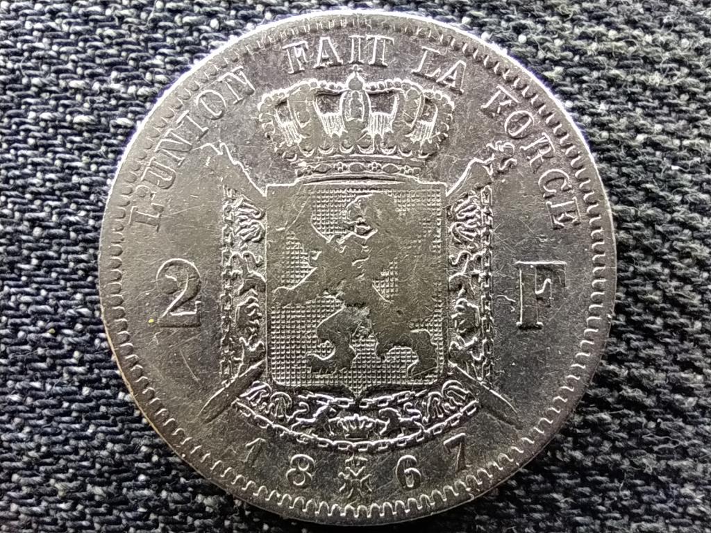 Belgium II. Lip&oacute;t (1865-1909) .835 ez&uuml;st 2 Frank (Francia felirat)