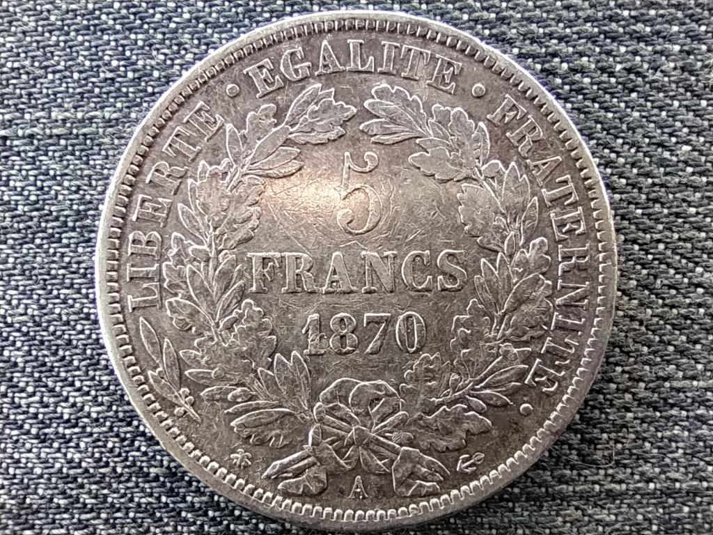 Franciaorsz&aacute;g Harmadik K&ouml;zt&aacute;rsas&aacute;g (1870-1940) .900 ez&uuml;st 5 frank