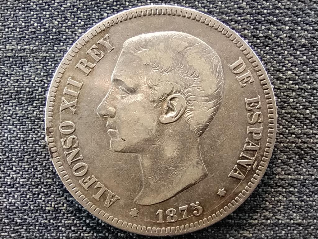 Spanyolorsz&aacute;g XII. Alfonz (1874-1885) .900 ez&uuml;st 5 Peseta