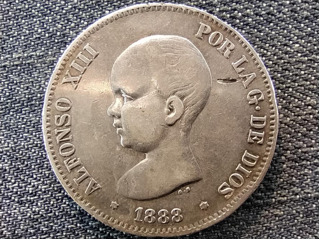 Spanyolorsz&aacute;g XIII. Alfonz (1886-1931) .900 ez&uuml;st 5 Peseta