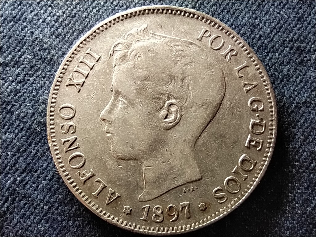 Spanyolorsz&aacute;g XIII. Alfonz (1886-1931) .900 ez&uuml;st 5 Peseta