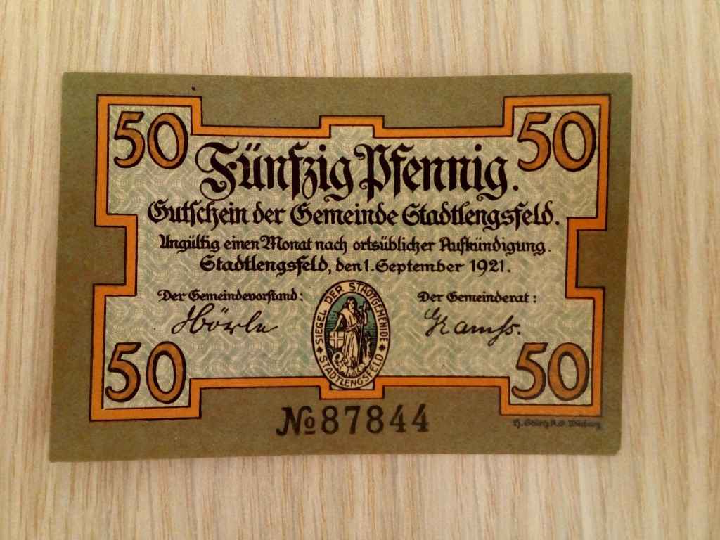 N&eacute;metorsz&aacute;g Stadtlengsfeld 50 Pfennig sz&uuml;ks&eacute;gp&eacute;nz