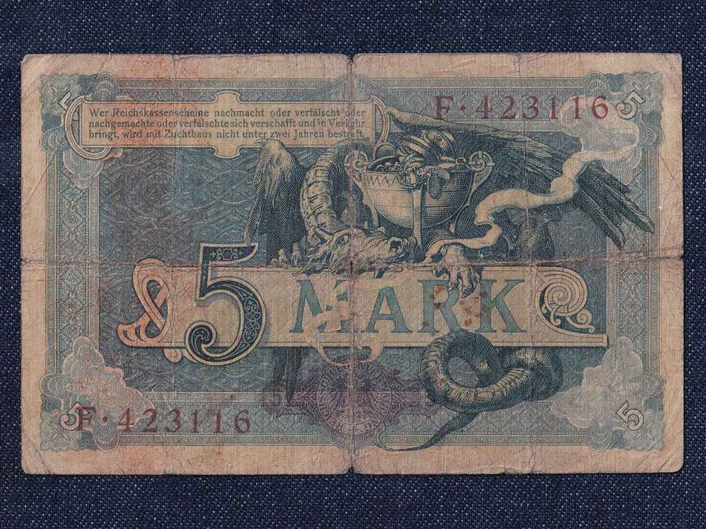 N&eacute;metorsz&aacute;g M&aacute;sodik Birodalom (1871-1918) 5 M&aacute;rka bankjegy