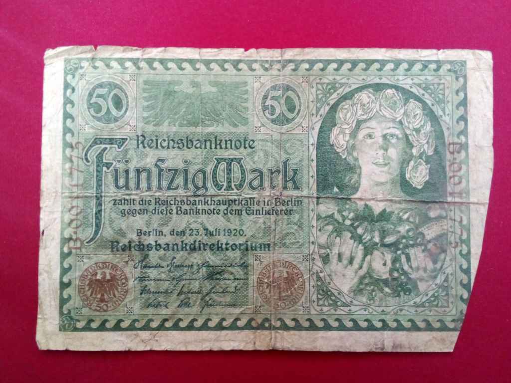 N&eacute;metorsz&aacute;g Weimari K&ouml;zt&aacute;rsas&aacute;g (1919-1933) 50 M&aacute;rka bankjegy
