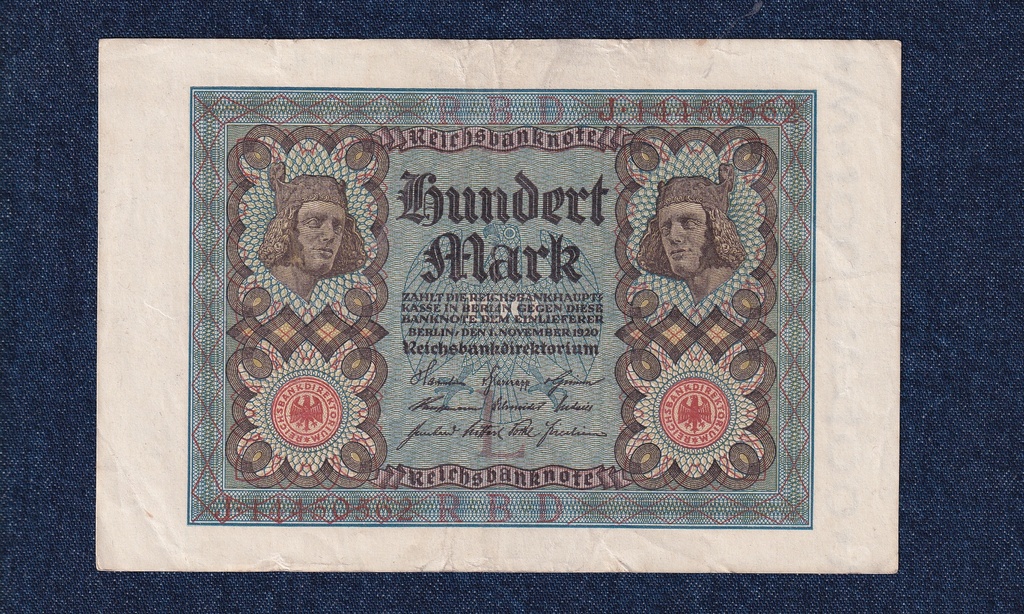 N&eacute;metorsz&aacute;g Weimari K&ouml;zt&aacute;rsas&aacute;g (1919-1933) 100 M&aacute;rka bankjegy