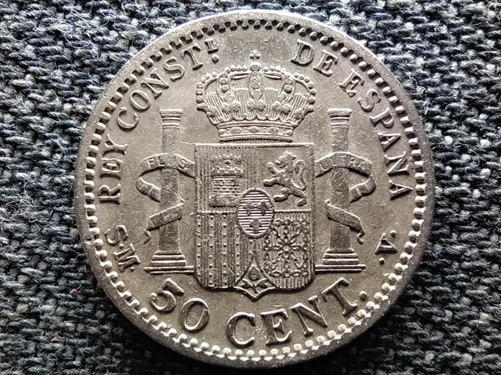 Spanyolorsz&aacute;g XIII. Alfonz (1886-1931) .835 ez&uuml;st 50 centimo